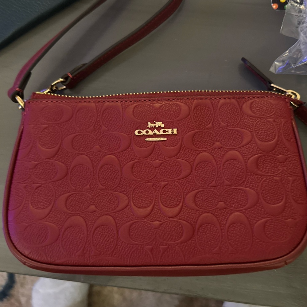 NWOT coach red signature leather wristlet
